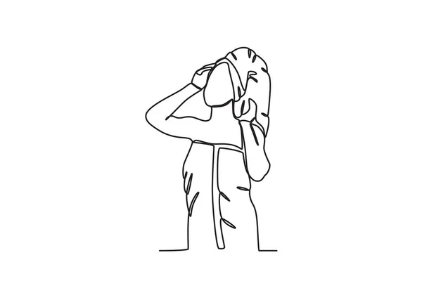 Une Femme Fini Prendre Une Douche Activités Matinales Dessin Une — Image vectorielle