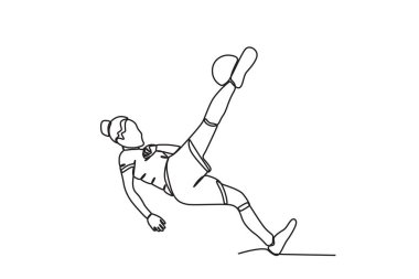 Bir kadın topa heyecanlı bir şekilde vurdu. Kadınlar Dünya Kupası tek satırlık çizimi