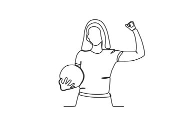 Oyunu mutlu bir kadın kazanır. Kadınlar Dünya Kupası tek satırlık çizimi