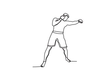 Bir boksör yumruklarından birini rakibine doğrultur. UFC tek satırlık çizim