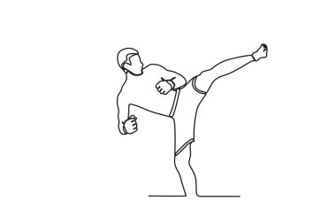 Ringde dövüşen bir adam. UFC tek satırlık çizim