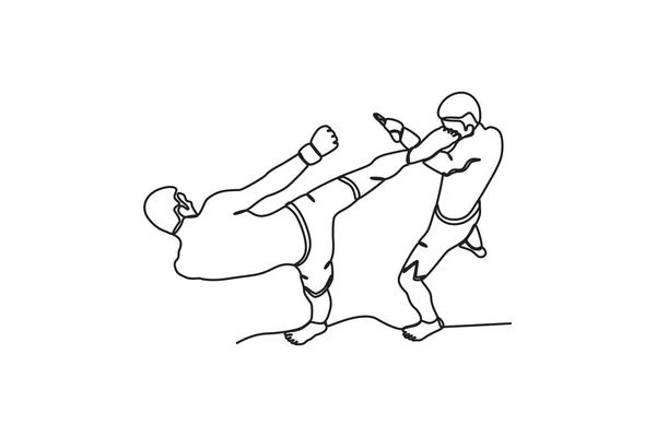 Vista Superior Del Boxeo Dos Hombres Dibujo Una Línea Ufc — Archivo Imágenes Vectoriales