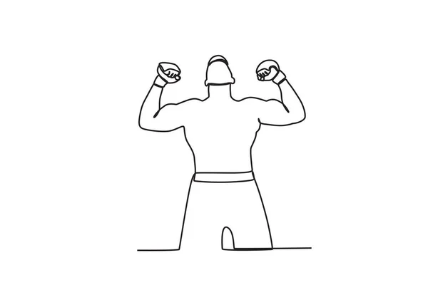 ボクサーが試合に勝利する Ufcワンライン図面 — ストックベクタ