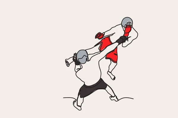 Illustration Couleur Deux Hommes Compétition Dessin Une Ligne Ufc — Image vectorielle