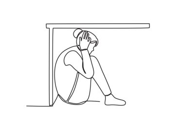 Bir kadın depremden kaçıyor. Deprem tek çizgi çiziyor