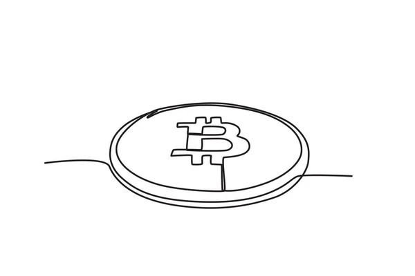 Vue Latérale Bitcoin Bitcoin Dessin Une Ligne — Image vectorielle