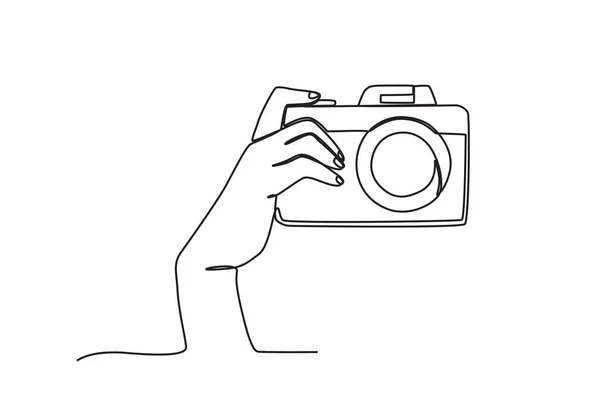 Пейзаж Ручной Съемки Камерой Рисунок День Мировой Фотографии — стоковый вектор