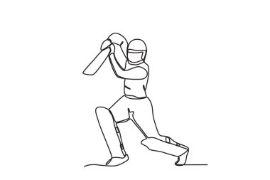 Bir vurucu topa vurmaya hazırlanıyor. Cırcır böceği çizimi