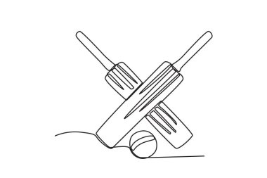 Yarasa ve kriket topu. Cırcır böceği çizimi