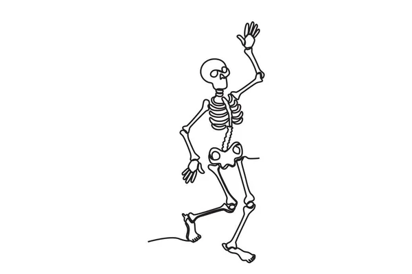 Ein Menschliches Skelett Stand Einzeilige Zeichnung Menschlicher Skelette — Stockvektor