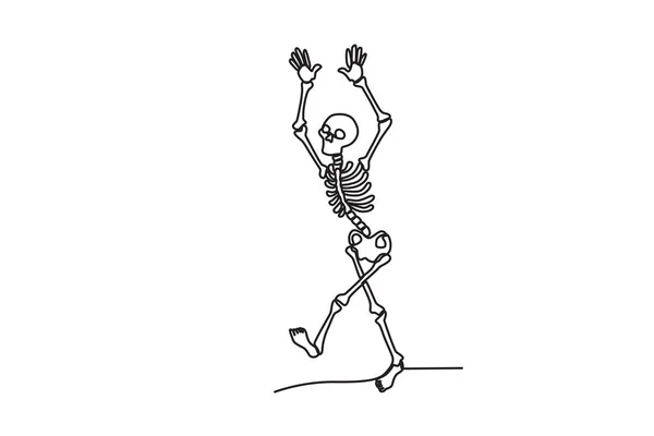 Людський Скелет Ходив Під Час Підняття Обох Рук Людський Скелет — стоковий вектор