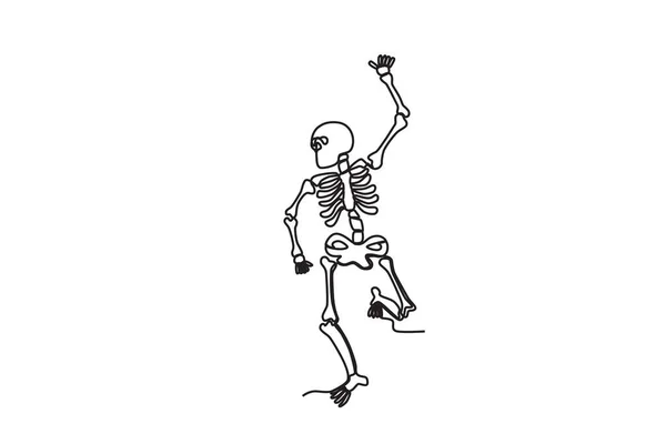 Вид Ззаду Людського Скелета Людський Скелет Однорядковий Малюнок — стоковий вектор
