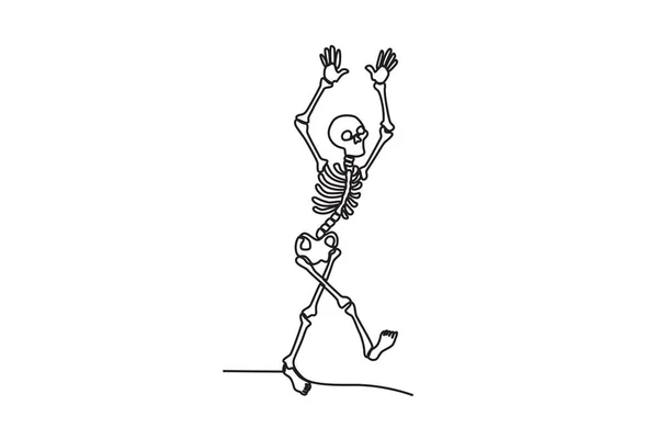 Ένας Ανθρώπινος Σκελετός Τρέχει Τρομακτικά Σχέδιο Ανθρώπινου Σκελετού Μιας Γραμμής — Διανυσματικό Αρχείο