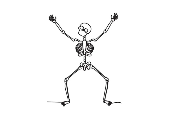 Ένας Χαρούμενος Ανθρώπινος Σκελετός Σήκωσε Και Δύο Χέρια Σχέδιο Ανθρώπινου — Διανυσματικό Αρχείο