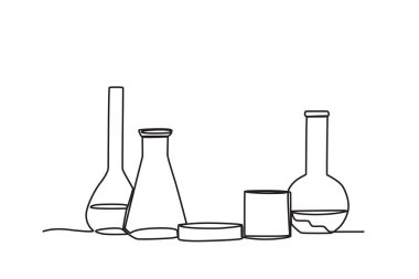 Laboratuvardaki ekipman. Laboratuvar ekipmanları tek satırlık çizim
