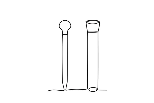 Eine Tropfpipette Und Ein Reagenzglas Laborausrüstung Einzeilige Zeichnung — Stockvektor