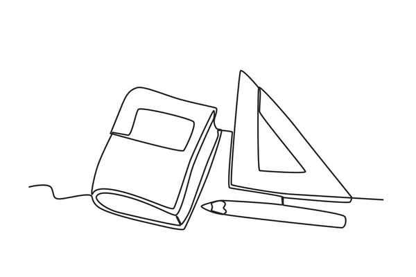 Книга Треугольный Ролик Учебник Однолинейный Рисунок Школьного Оборудования — стоковый вектор