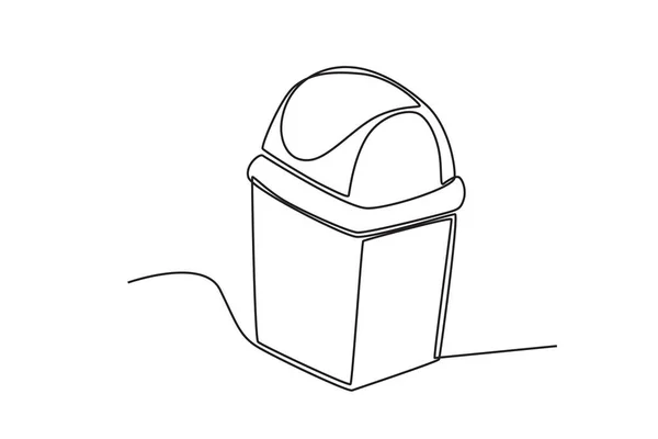 一个家庭废纸篮 清洗物料单线绘图 — 图库矢量图片