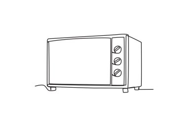 Bir dizi mutfak gereçleri. Aşçılık ve mutfak araçları tek satırlık çizim