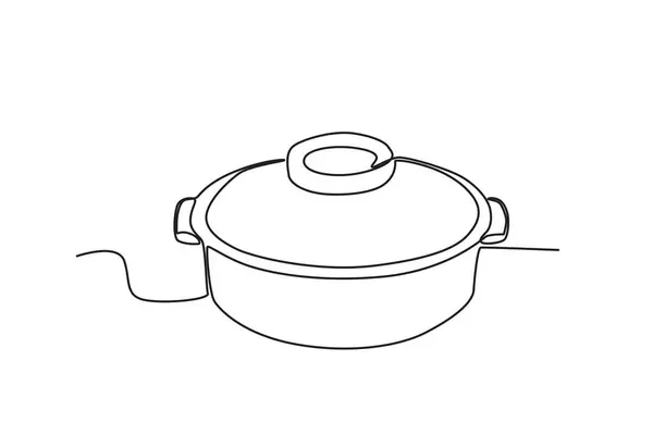 Uppsättning Köksredskap Verktyg För Matlagning Och Kök Enradig Ritning — Stock vektor