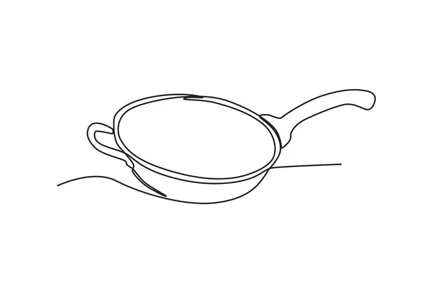 Set Cooking Utensils Cooking Kitchen Tools One Line Drawing — Stock Vector