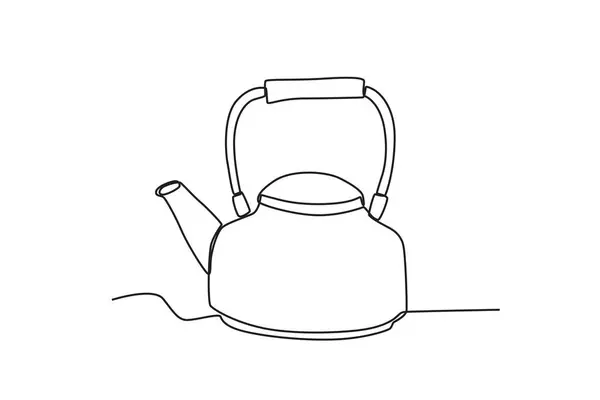 Eine Reihe Von Kochutensilien Einzeiliges Zeichnen Von Koch Und Haushaltsgeräten — Stockvektor