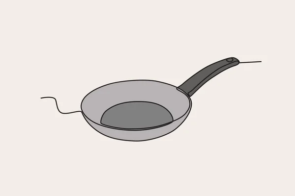 Zestaw Naczyń Gotowania Narzędzia Kuchenne Kuchenne Rysunek Jednokierunkowy — Wektor stockowy