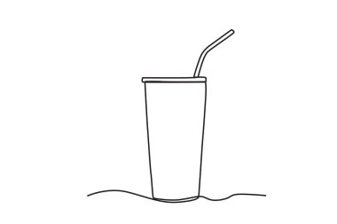 Kamışlı bir bardak. Taklacı tek satırlı çizim