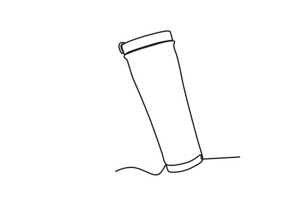 Empty Drink Bottle Tumbler One Line Drawing — Stock Vector