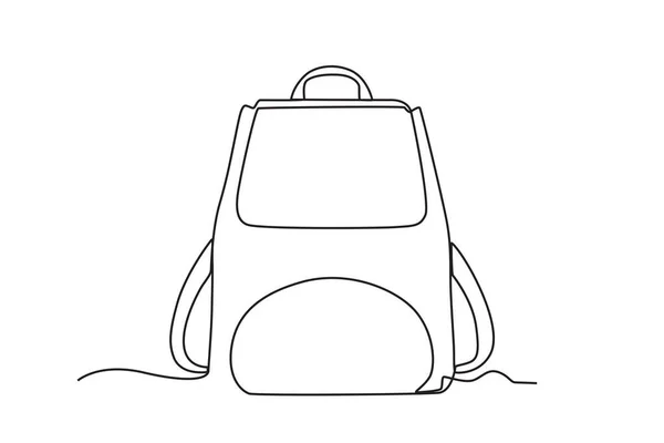 Backpack School School Bag One Line Drawing — Stock Vector