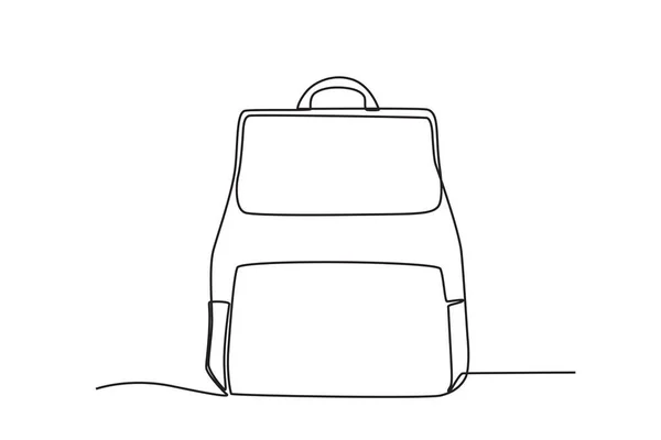 Рюкзак Детей Однолинейный Рисунок Школьной Сумки — стоковый вектор
