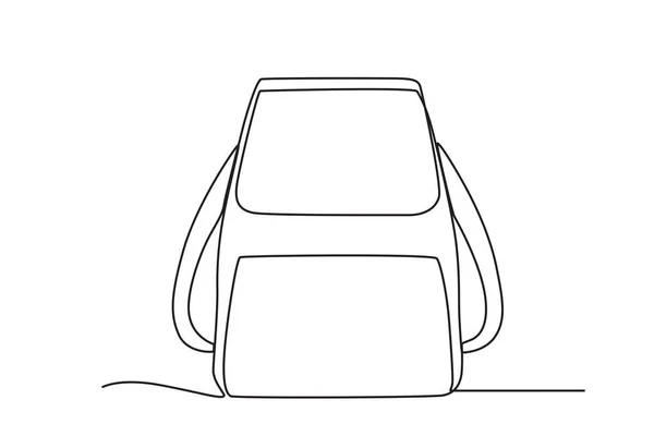 Backpack School Equipment Storage School Bag One Line Drawing — Stock Vector