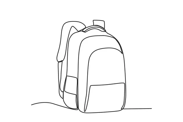 Ένα Σακίδιο Πολλές Τσέπες Σχολική Τσάντα Σχέδιο Μιας Γραμμής — Διανυσματικό Αρχείο