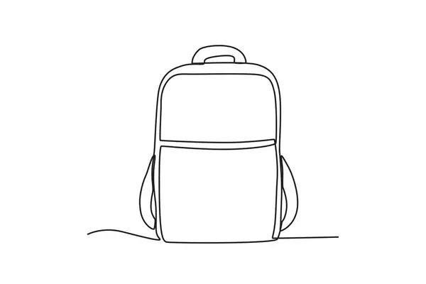 Big Schoolbag School Bag One Line Drawing — Stock Vector