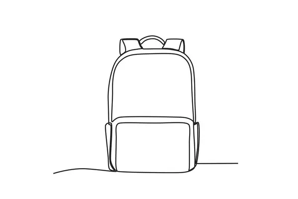 Illustration Einer Schultüte Einzeilige Schulranzen Zeichnung — Stockvektor