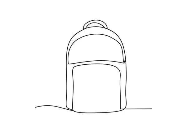 Sebuah Tas Untuk Dibawa Sekolah Gambar Satu Baris Tas Sekolah - Stok Vektor