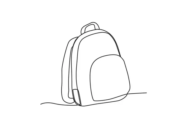 Una Bolsa Con Diseño Simple Bolso Escolar Dibujo Una Línea — Vector de stock