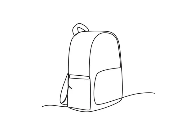 Concept Bag School School Bag One Line Drawing — Stock Vector