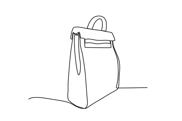 Een Handtas Voor School Schooltas Een Lijn Tekening — Stockvector