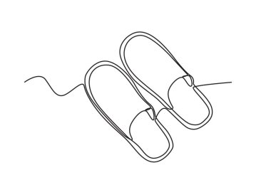 Rahat bir otel terliği. Ayakkabı tek satırlık çizim