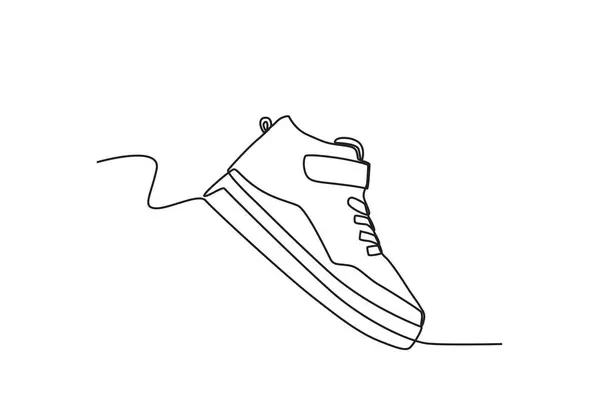 Ein Turnschuh Für Die Schule Einzeilige Zeichnung Von Schuhen — Stockvektor