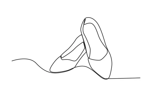 Women High Heel Footwear One Line Drawing — Stock Vector