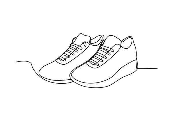 Par Sapatos Femininos Desenho Uma Linha Calçado — Vetor de Stock