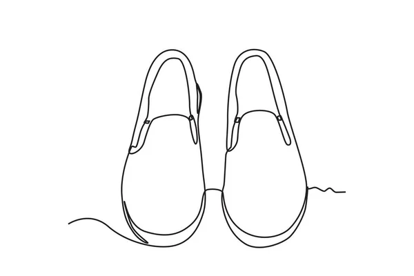 Felhúzható Cipők Elölnézete Lábbeli Egysoros Rajz — Stock Vector