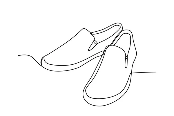 Пара Ковзання Взуття Однорядкове Креслення — стоковий вектор