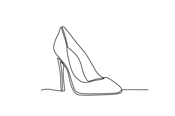 Елегантне Високе Колесо Взуття Однорядкове Креслення — стоковий вектор