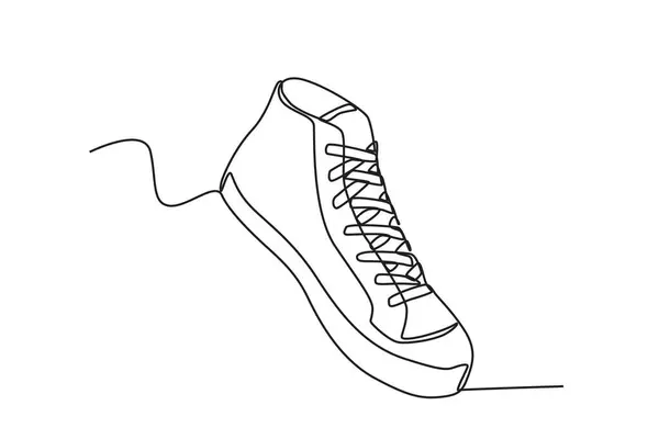 Stylish Men Sneaker Footwear One Line Drawing — Stock Vector