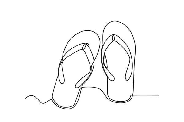 Oblečení Sandálu Pohodlné Jednořádková Kresba Obuvi — Stockový vektor
