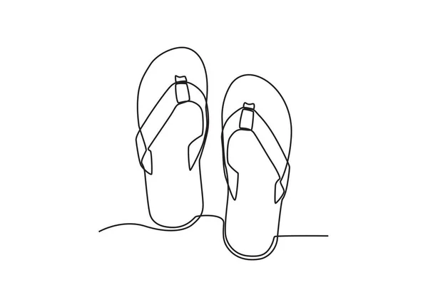 Mužské Sandály Jednořádková Kresba Obuvi — Stockový vektor