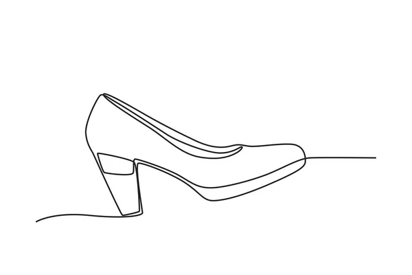 Красивые Высокие Каблуки Однолинейный Рисунок Обуви — стоковый вектор